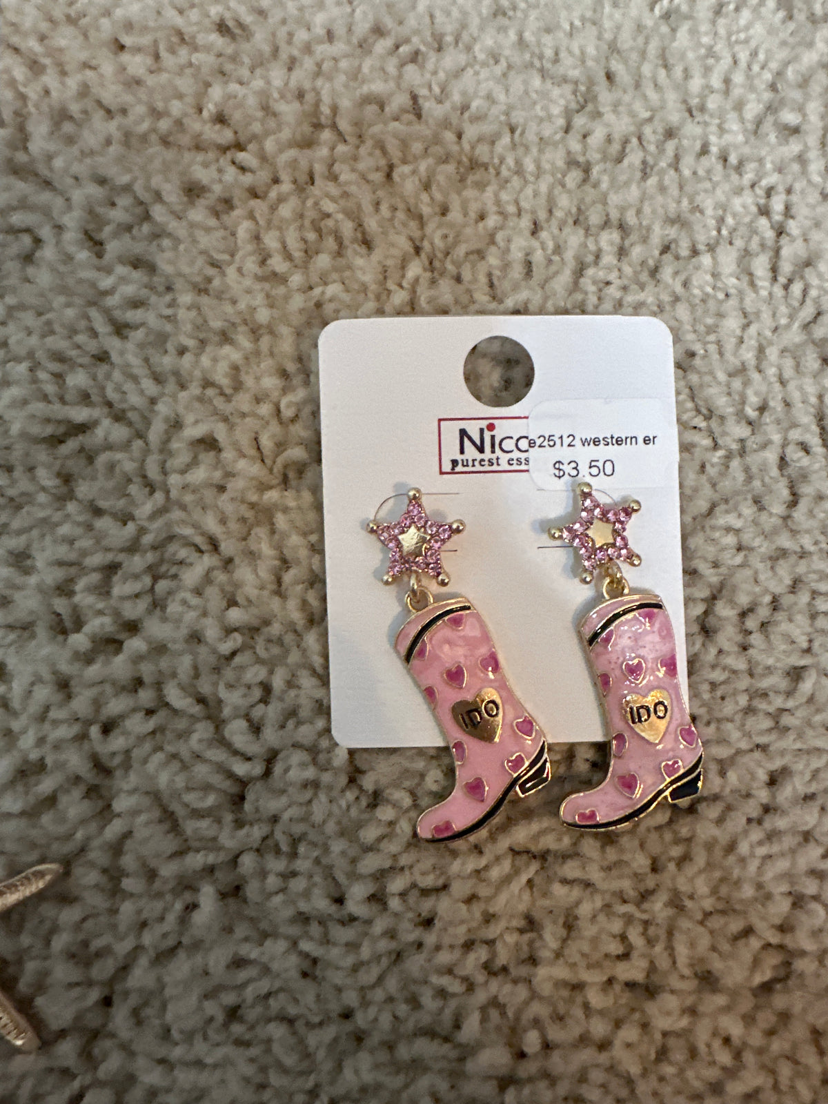 Western “I do” Pink Boots Earrings