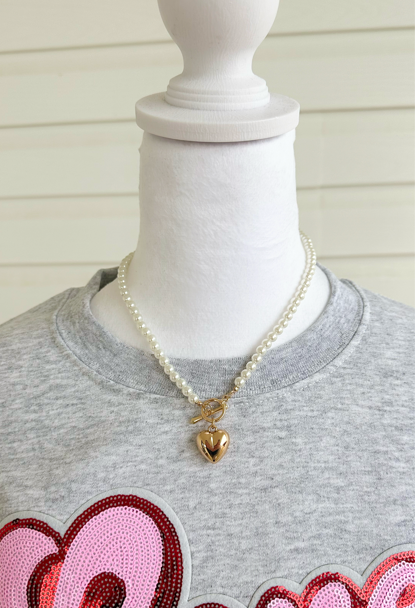 Pearl Necklace With Heart Pendant