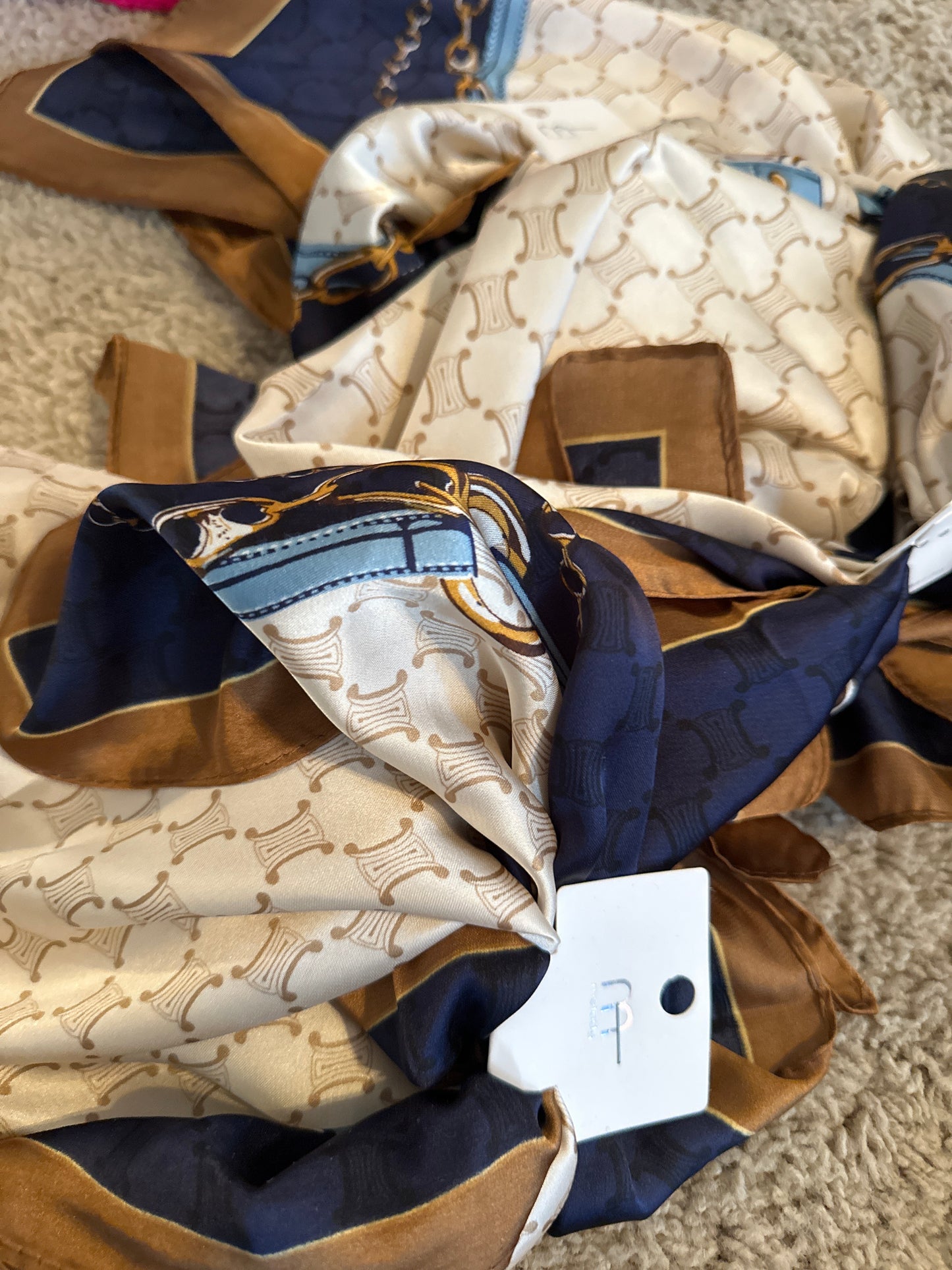Silk Scarf - Brown/Navy