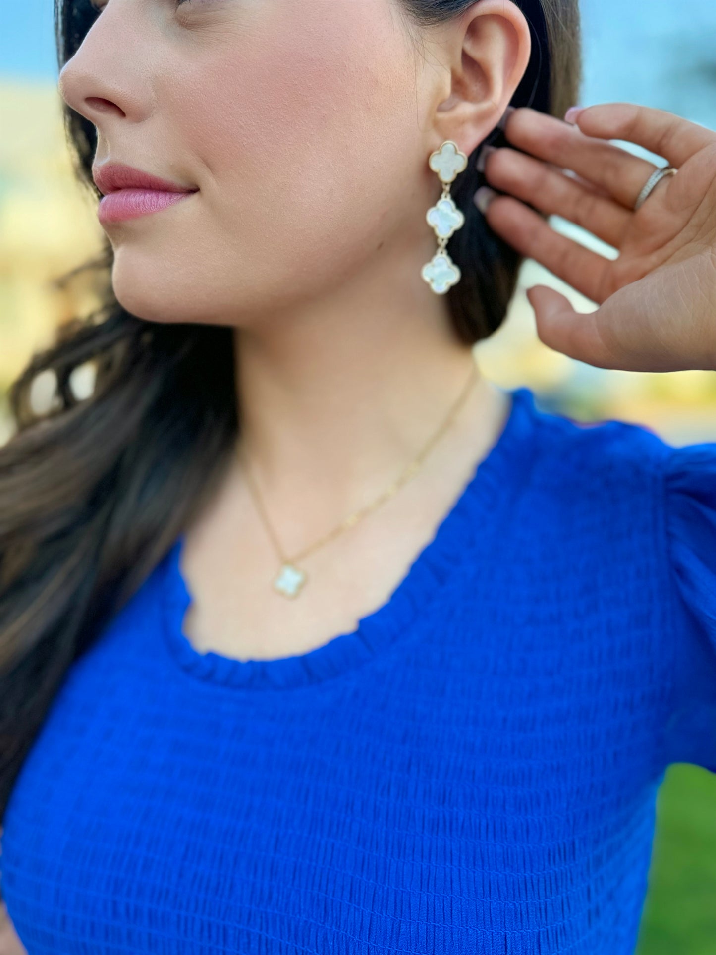 Marble Clover Earrings