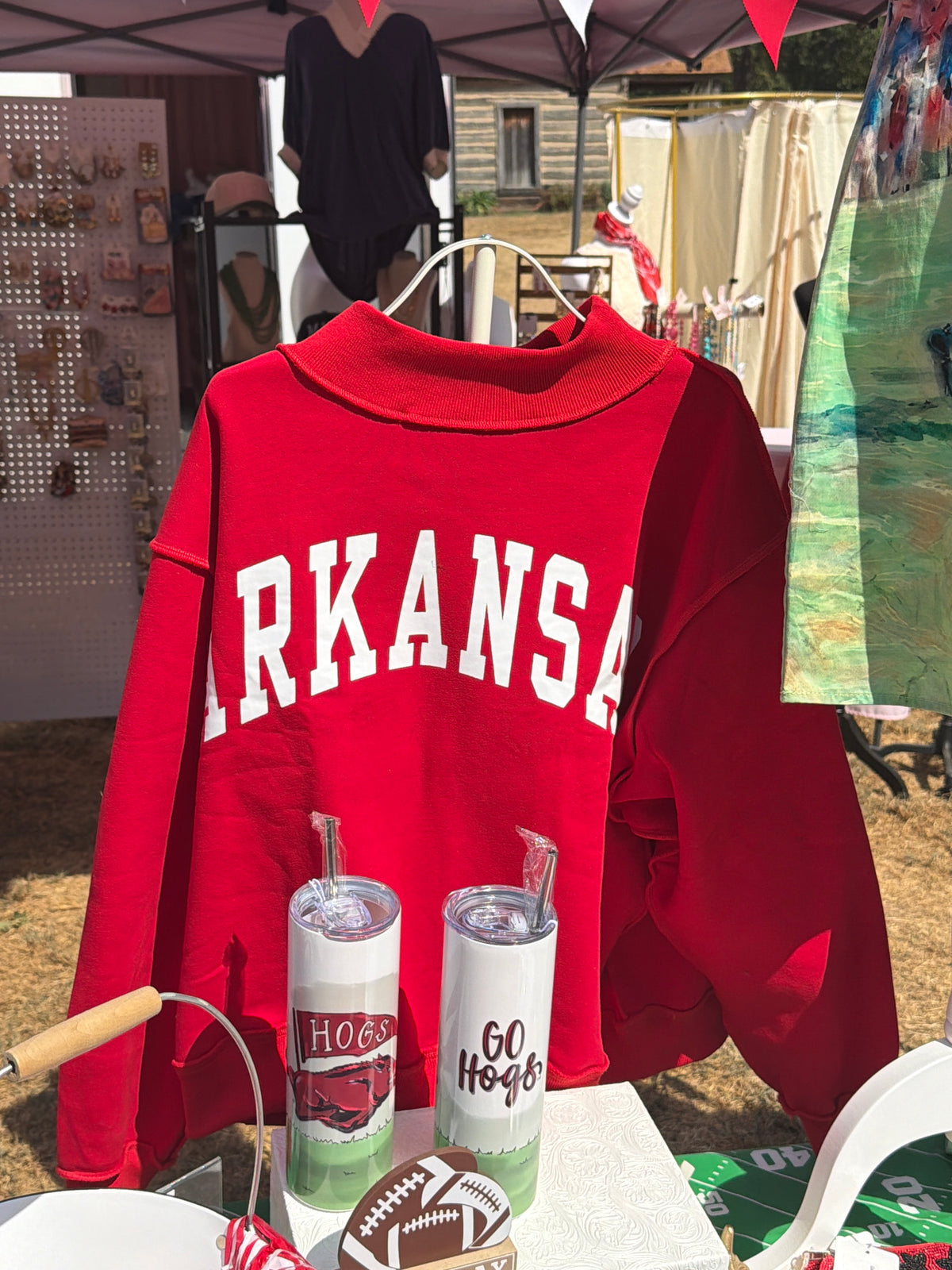 “ARKANSAS & AR” Reversible Mockneck Sweatshirt - Red