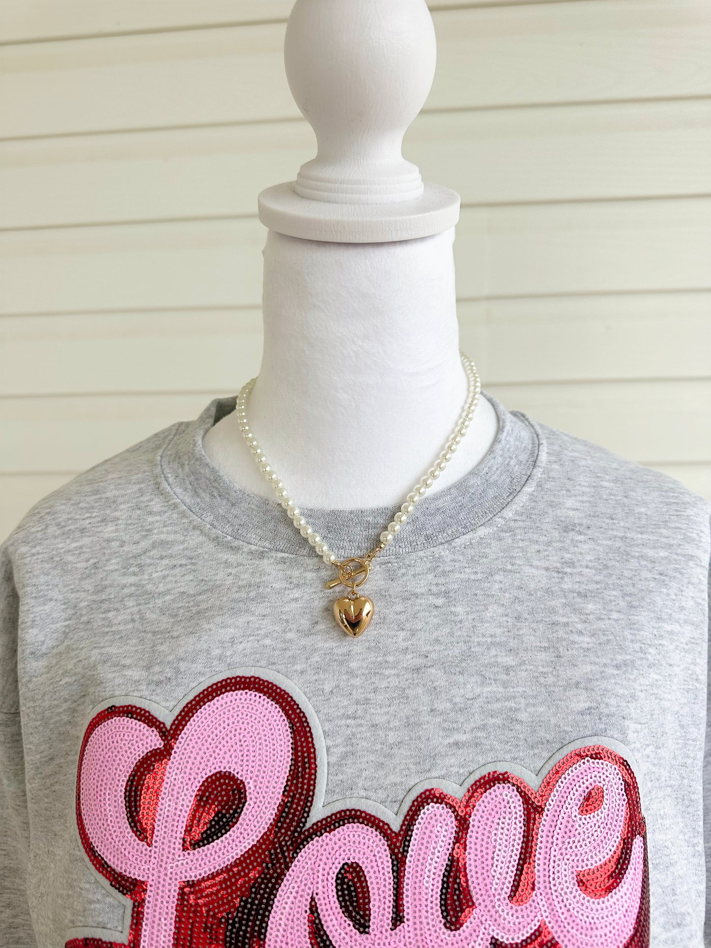 Pearl Necklace With Heart Pendant