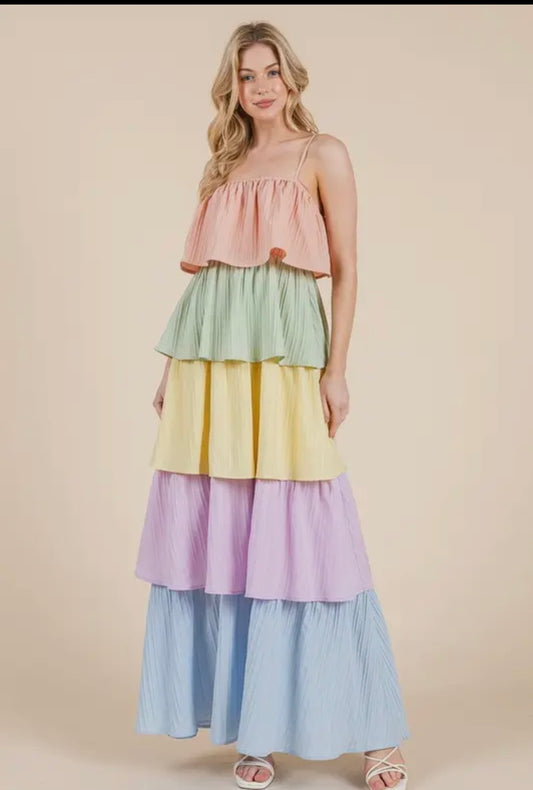 Under The Rainbow Tiered Dress