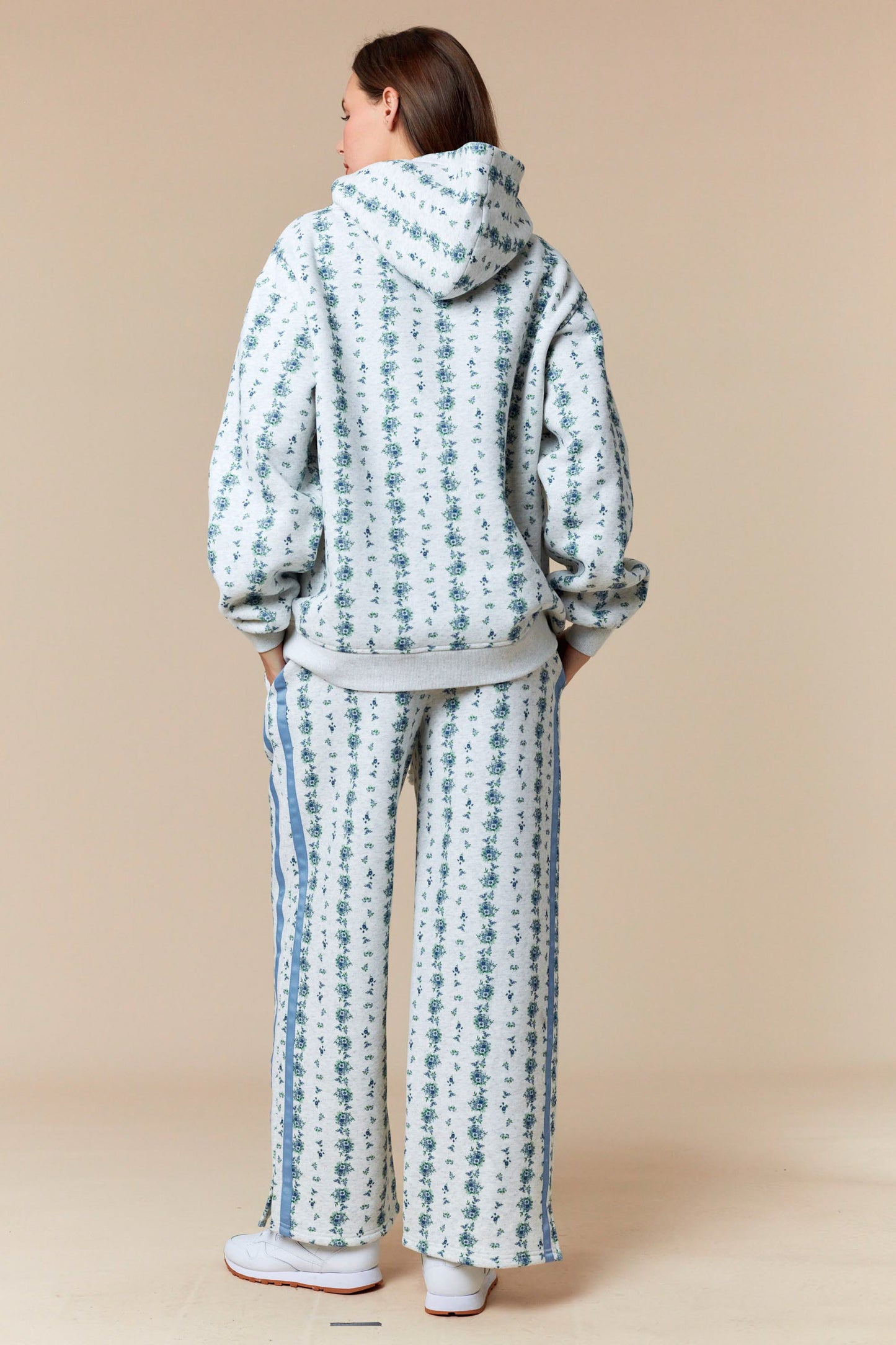 Blue Floral Printed Matching Sweat Set