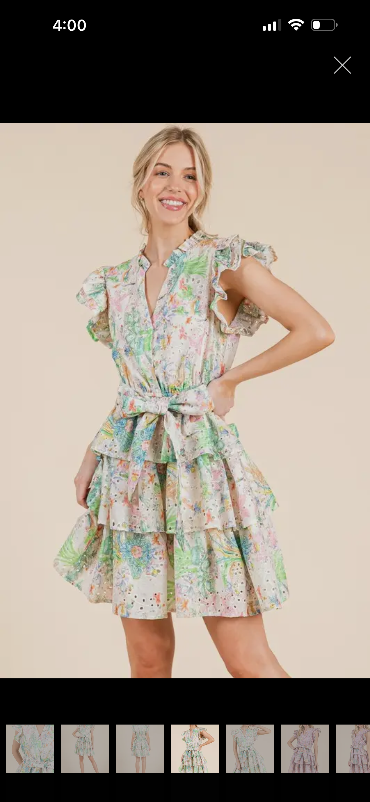 Green Multicolor Ruffle Mini Dress Green Multicolor Ruffle Mini Dress