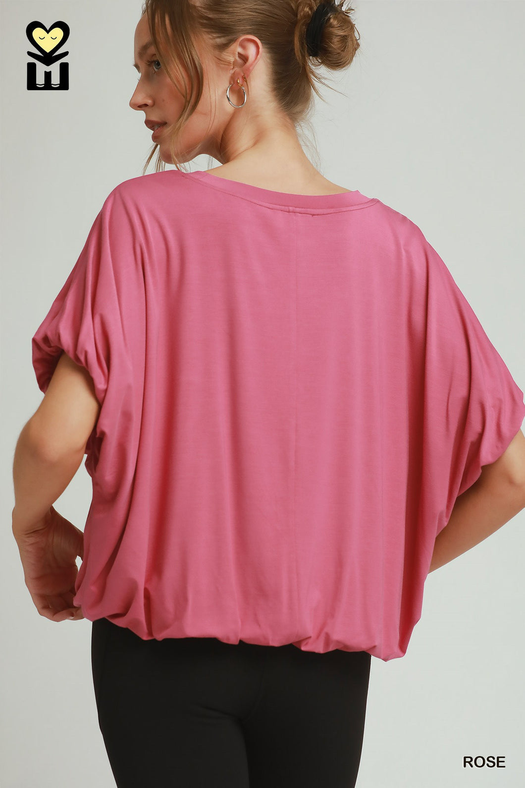Rose Bamboo Bubble Sleeve Knit Top
