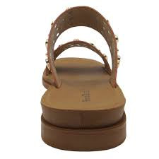 Pierre Dumas Studded Slide Sandals Tan/Gold