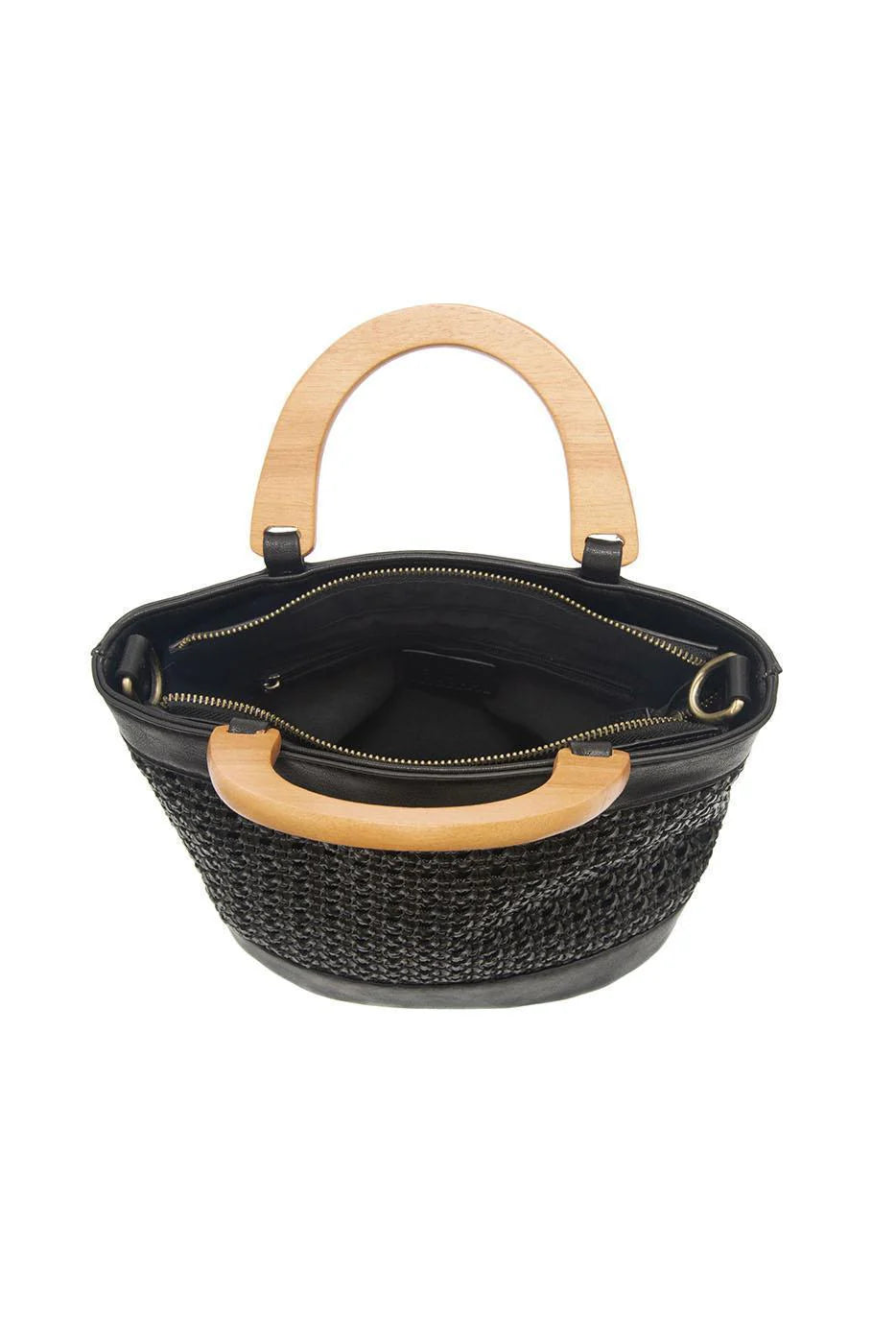 Joy Susan Havana Faux Cane Wood Handle Bag - Black