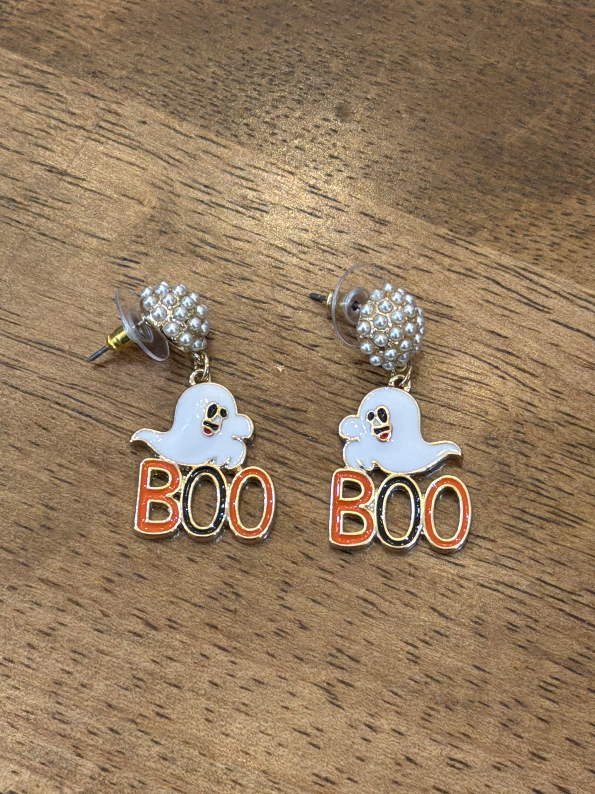 BOO Ghost and Pearls earrings