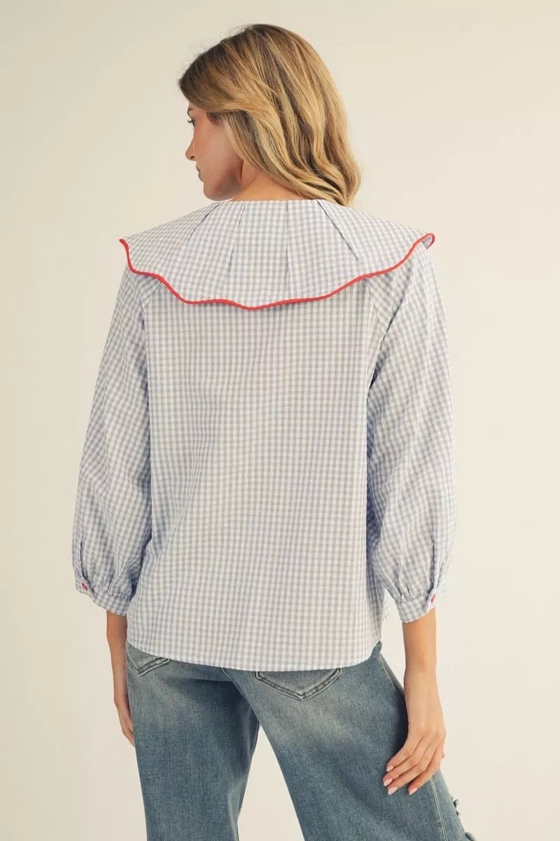 Matilda Gingham Peter Pan Collar Top