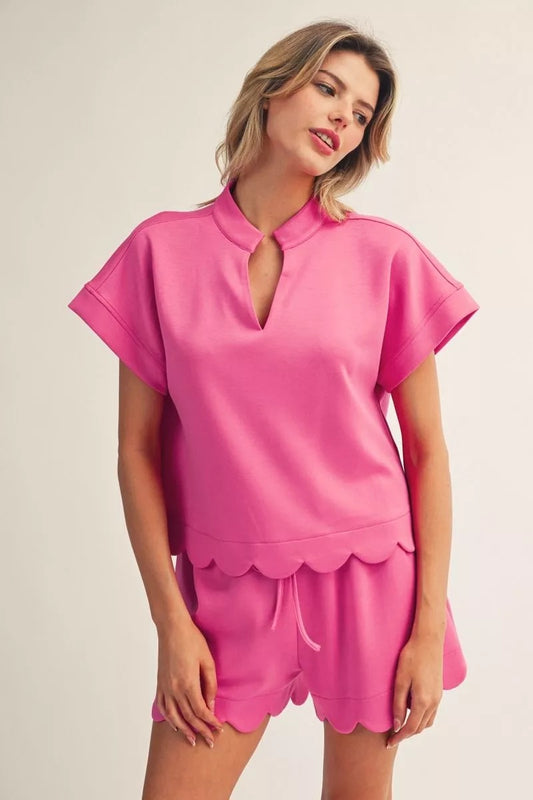 Hot Pink Scallop Butter-Soft Set