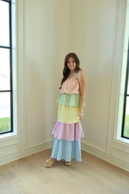 Under The Rainbow Tiered Dress