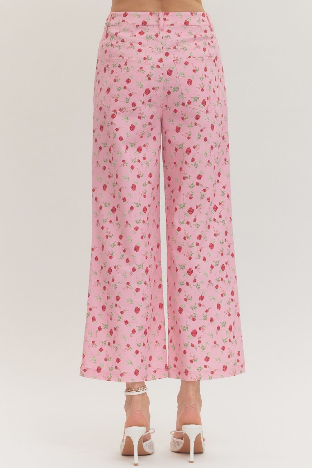 Rosebud Wide Leg Pants - Pink