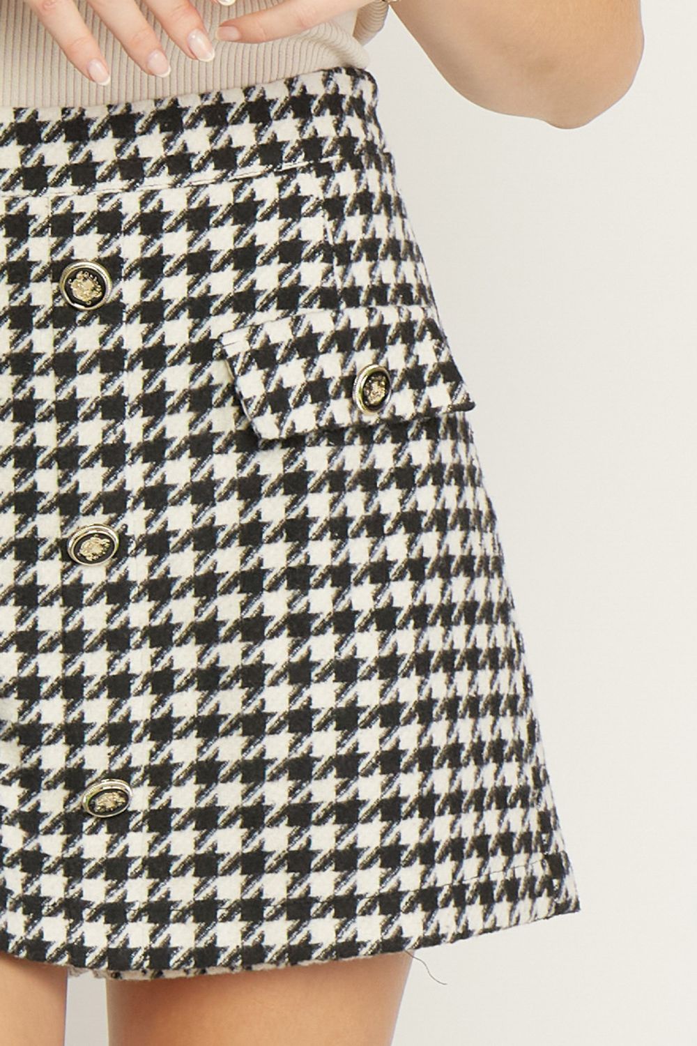 Houndstooth Skort - Black/White