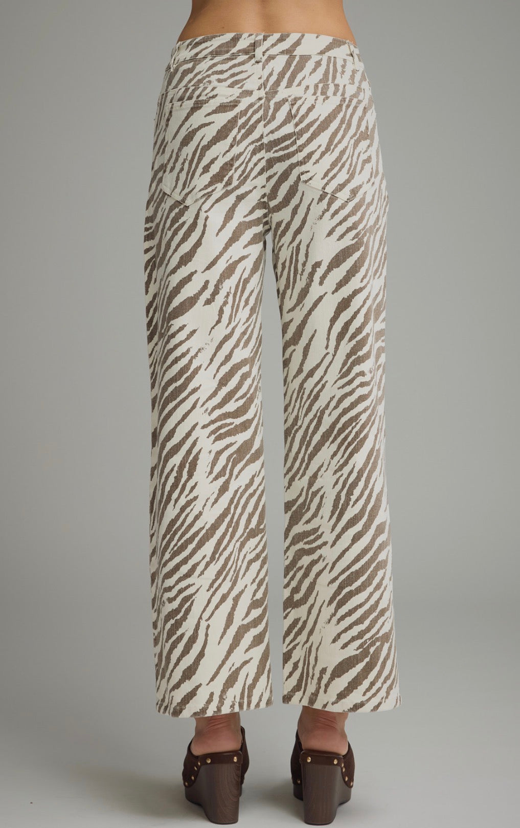 Zebra Wide Leg Pants -Ecru