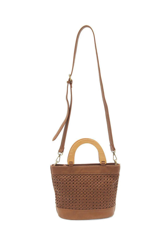 Joy Susan Havana Faux Cane Wood Handle Bag - Cognac
