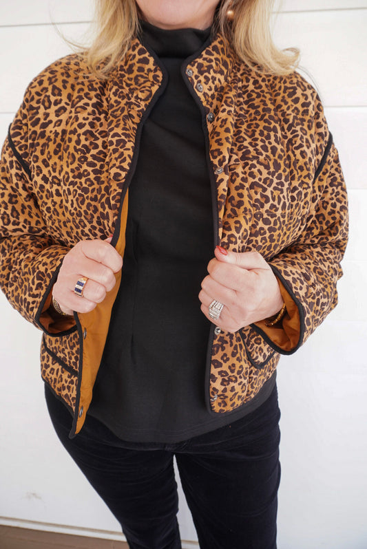 Cheetah Print Quilted Jacket