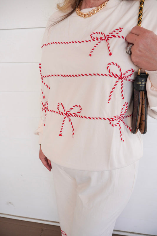 Candy Cane Trim Butter Soft Sweat Set