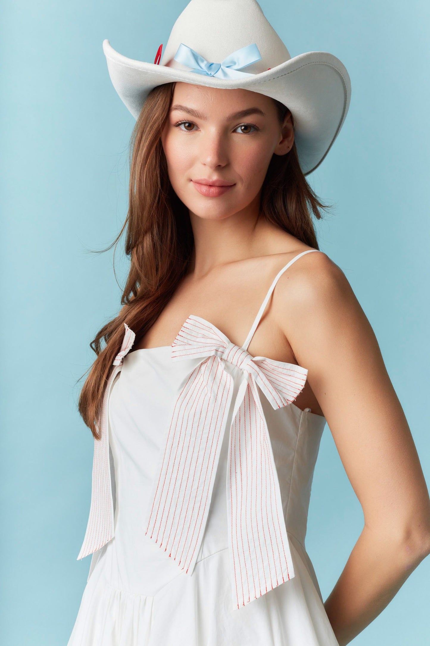 Sleeveless Bow Bubble Hem Mini Dress - Off White