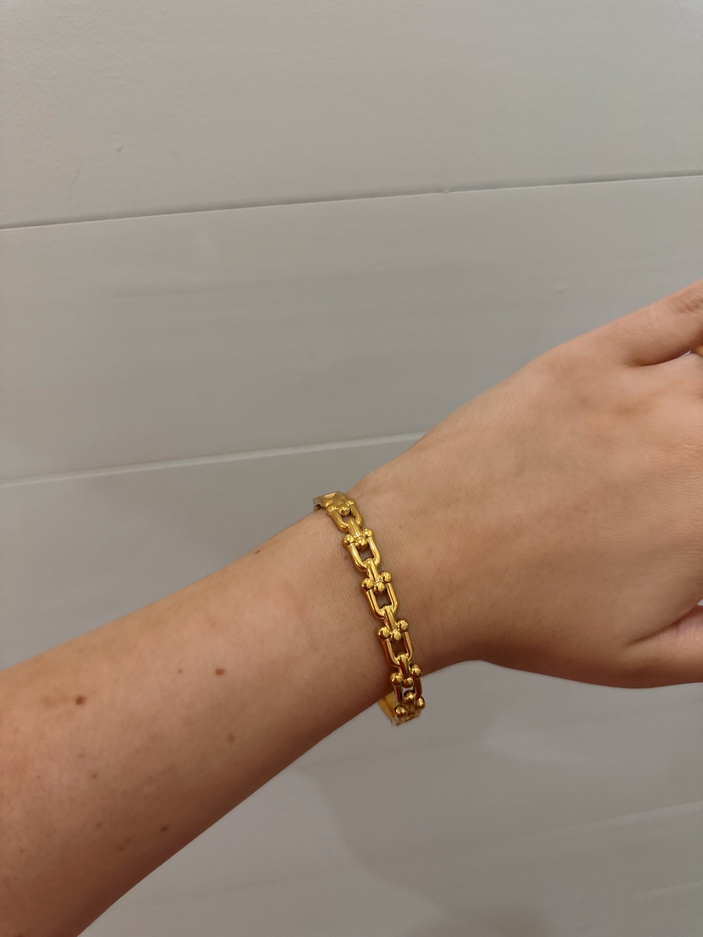 Horse Bit Chain Bracelet Bangle - Gold