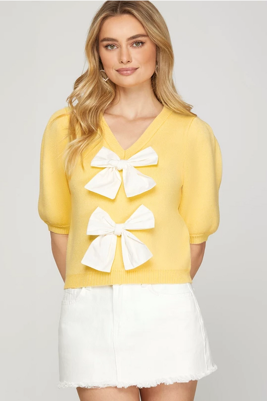 Stay Sweet Sweater Top - Yellow