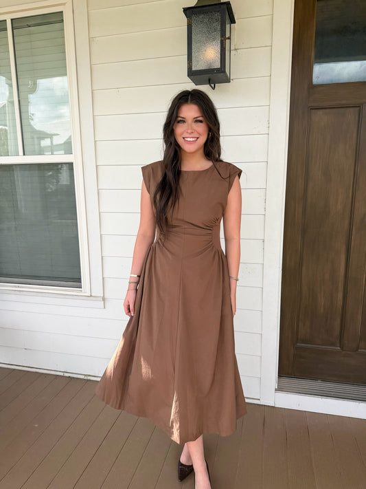 Side Panel Midi Dress - Espresso