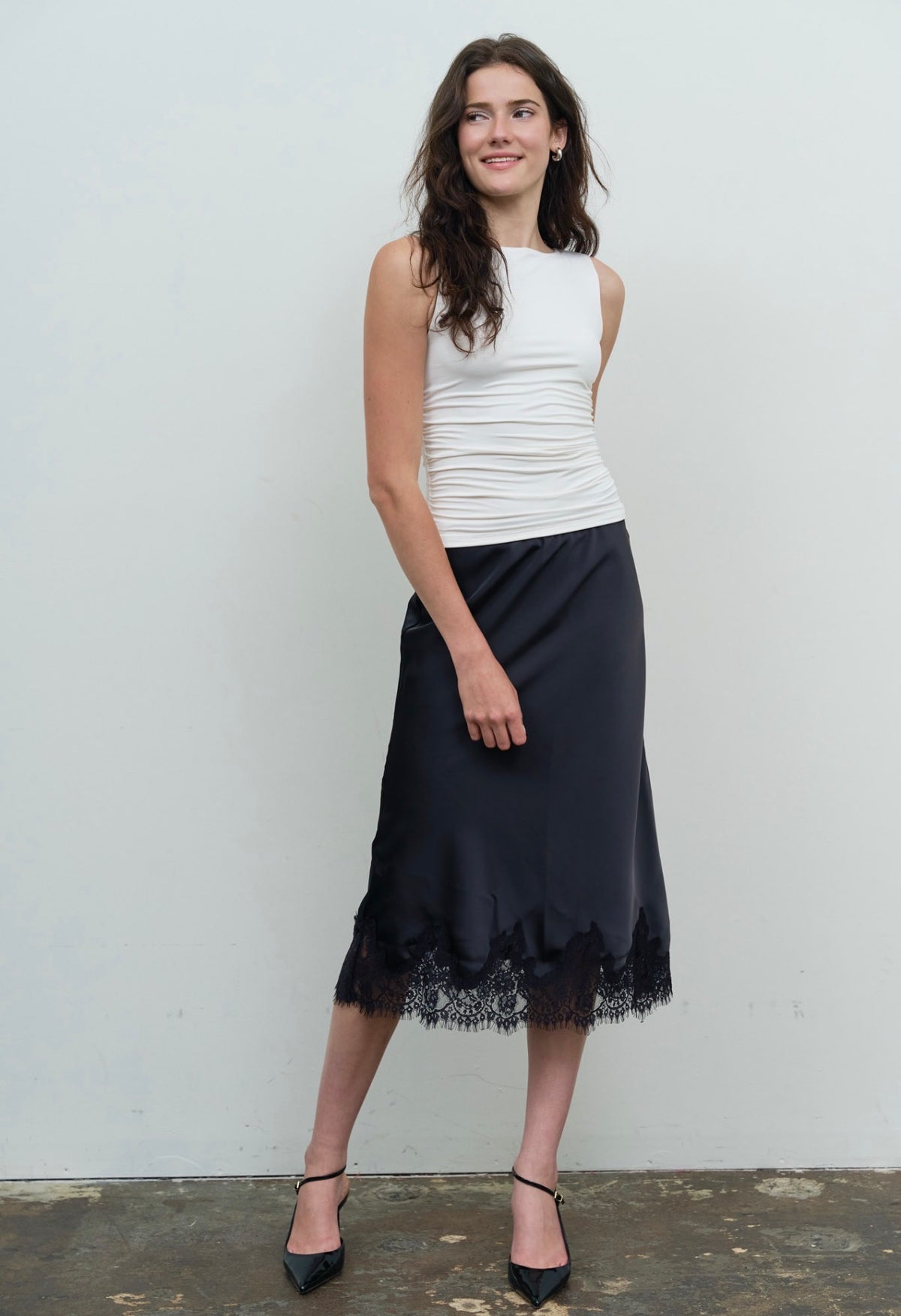 Ruched Detail Tank Top - Ivory