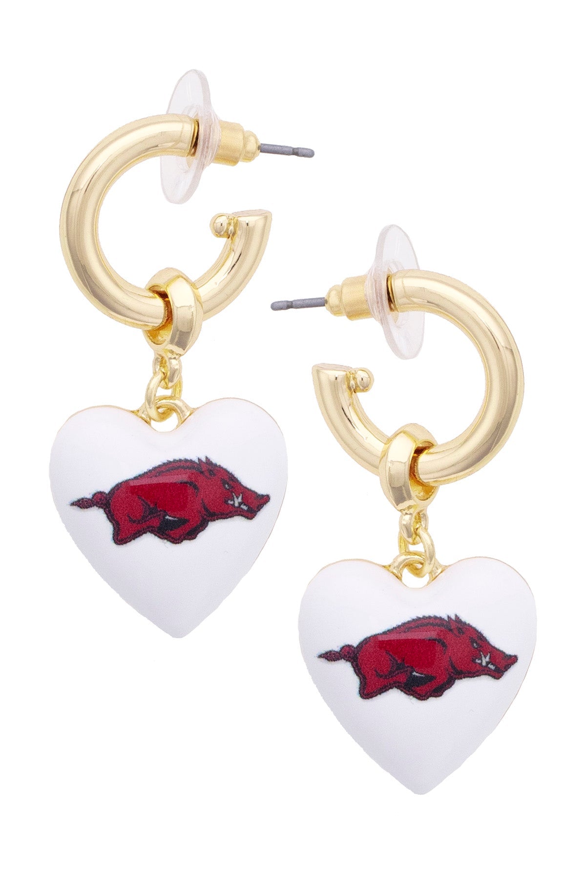 Arkansas Razorbacks Heart Drop Earrings