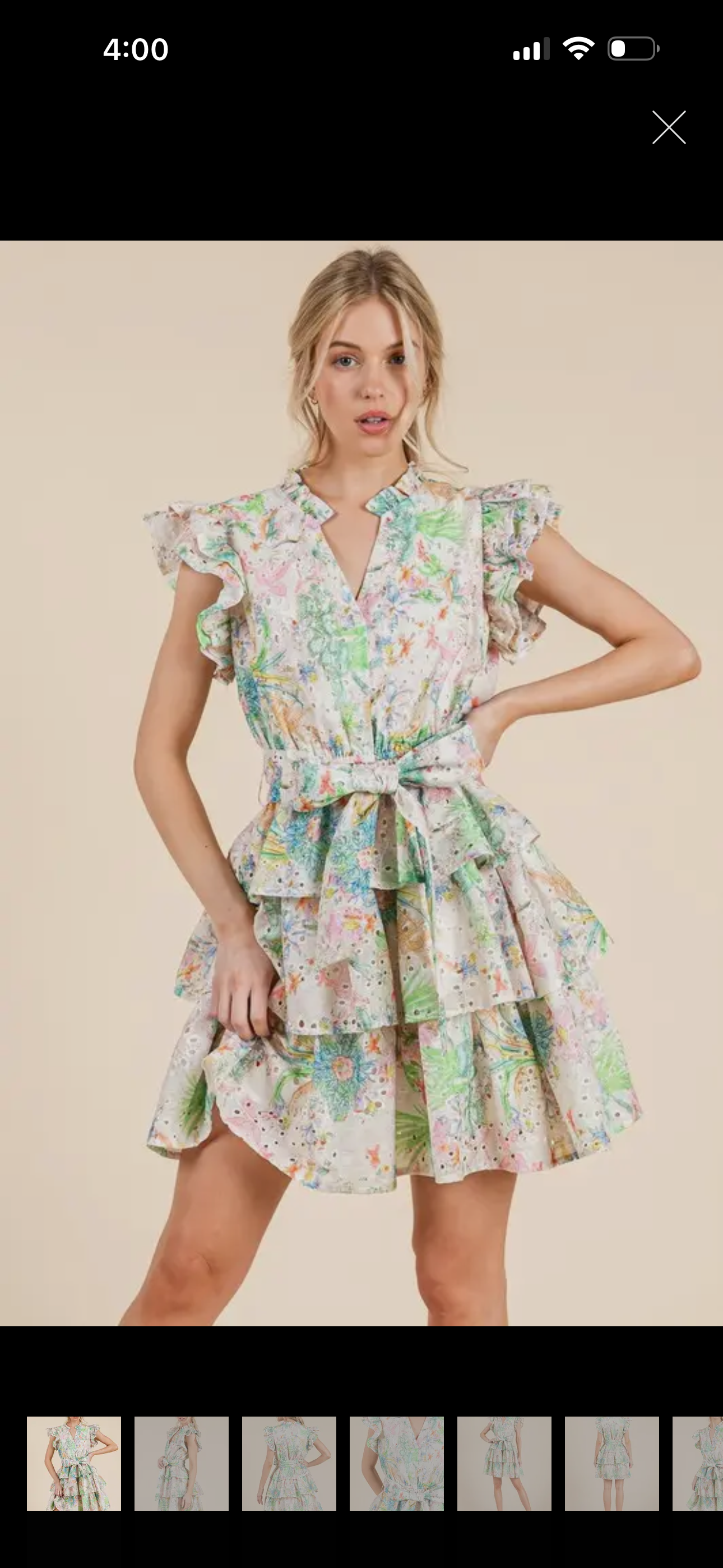 Green Multicolor Ruffle Mini Dress - Curvy