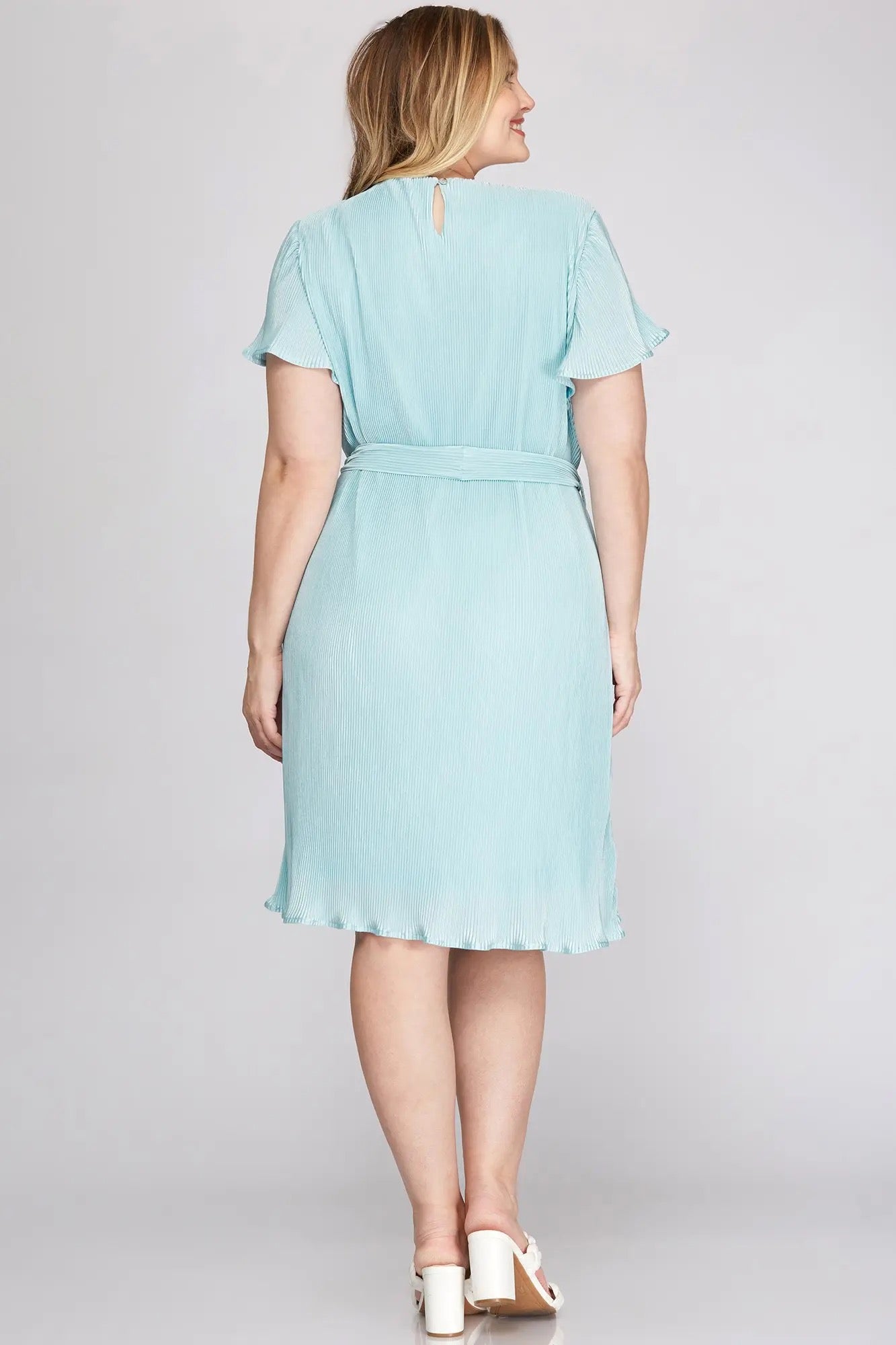 Baby Blue Flutter Sleeve Dress