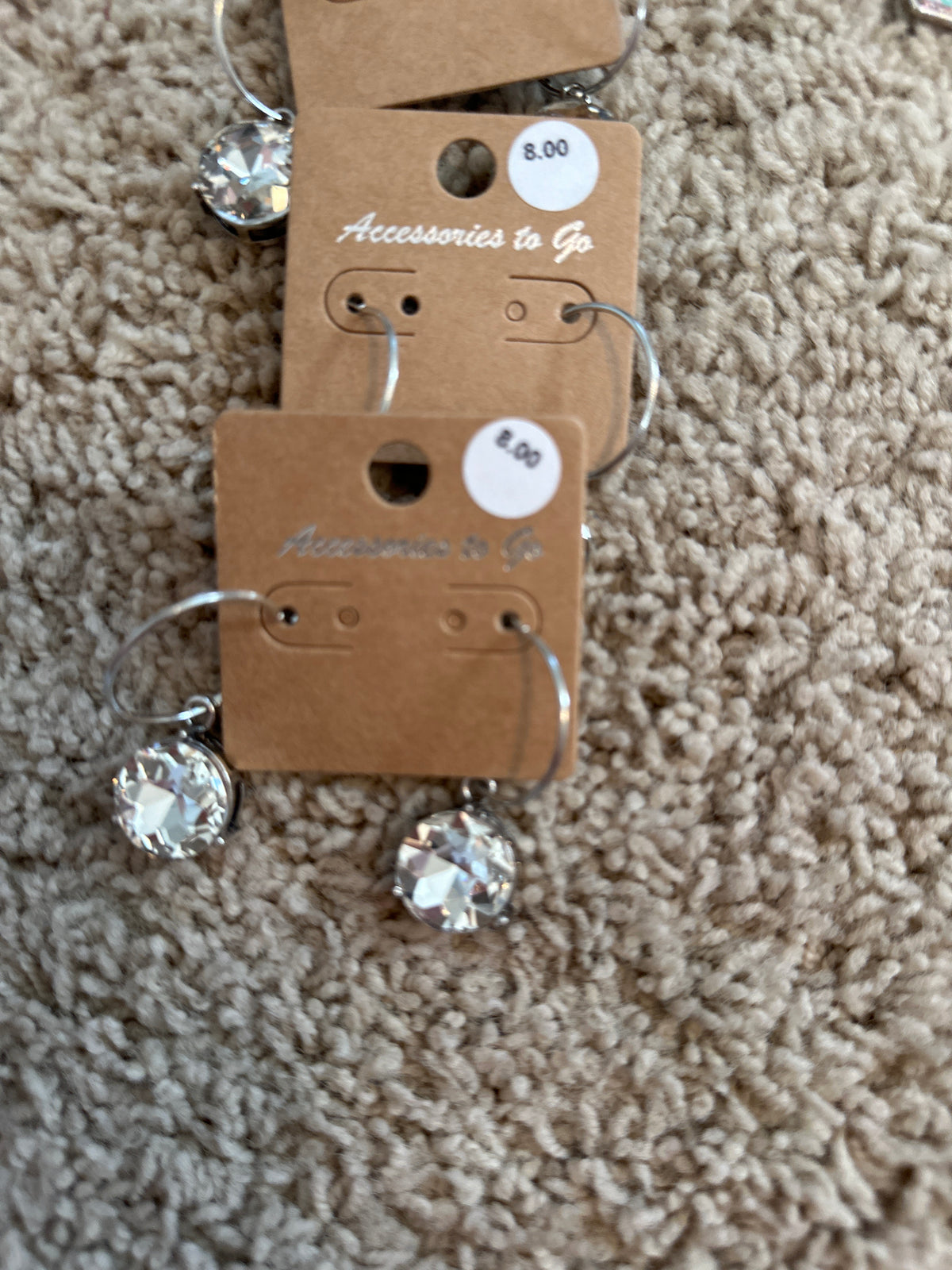 Large Rhinestone Hoops - Silver