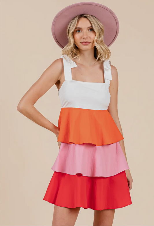 Sunset Tiered Mini Dress