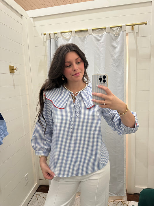 Matilda Gingham Peter Pan Collar Top