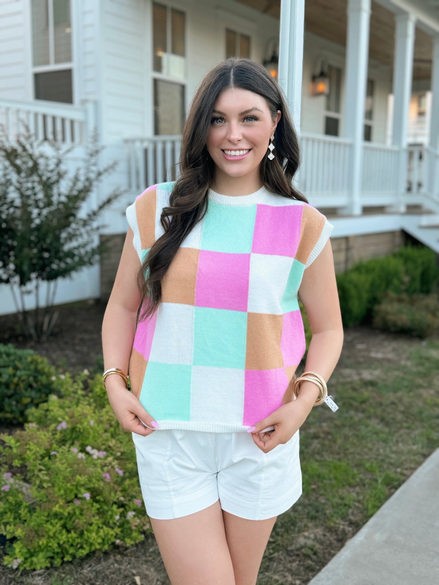 Checkered Sweater Top