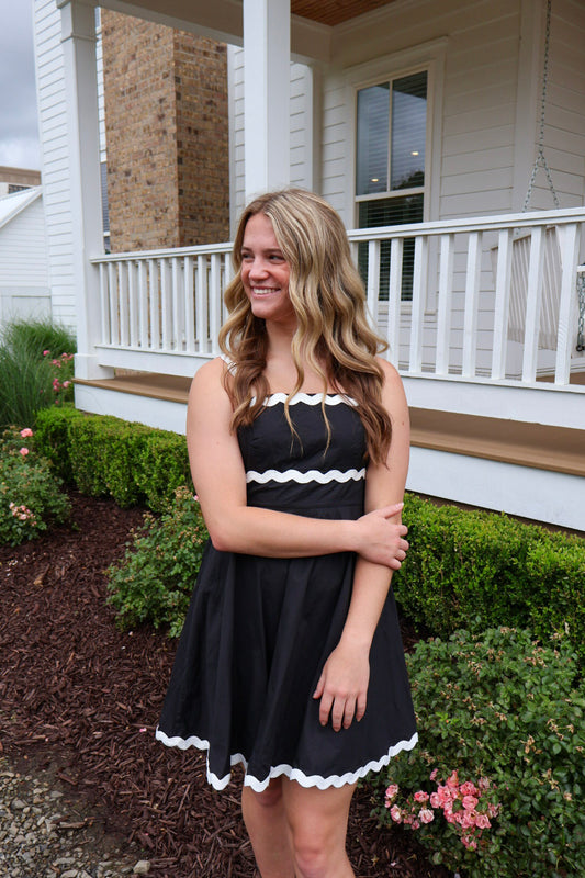 Black Mini Dress With Ric Rac