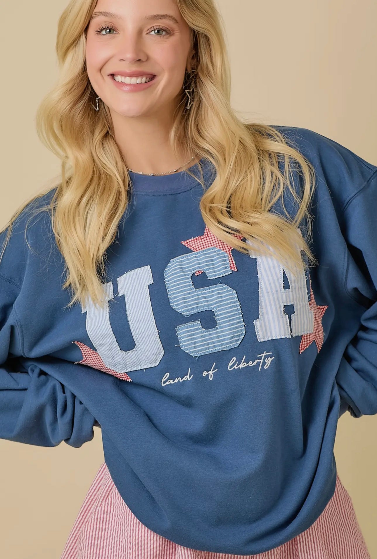 USA Patchwork Crewneck