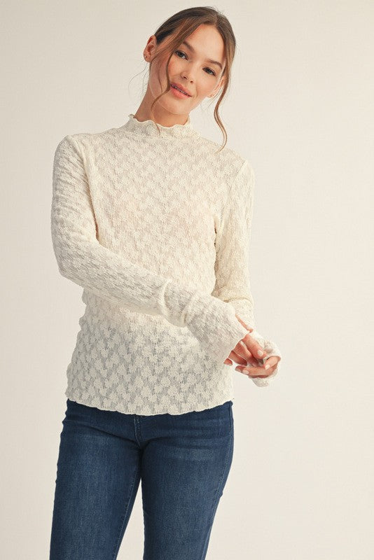 Ivory Lacey Long Sleeve Top