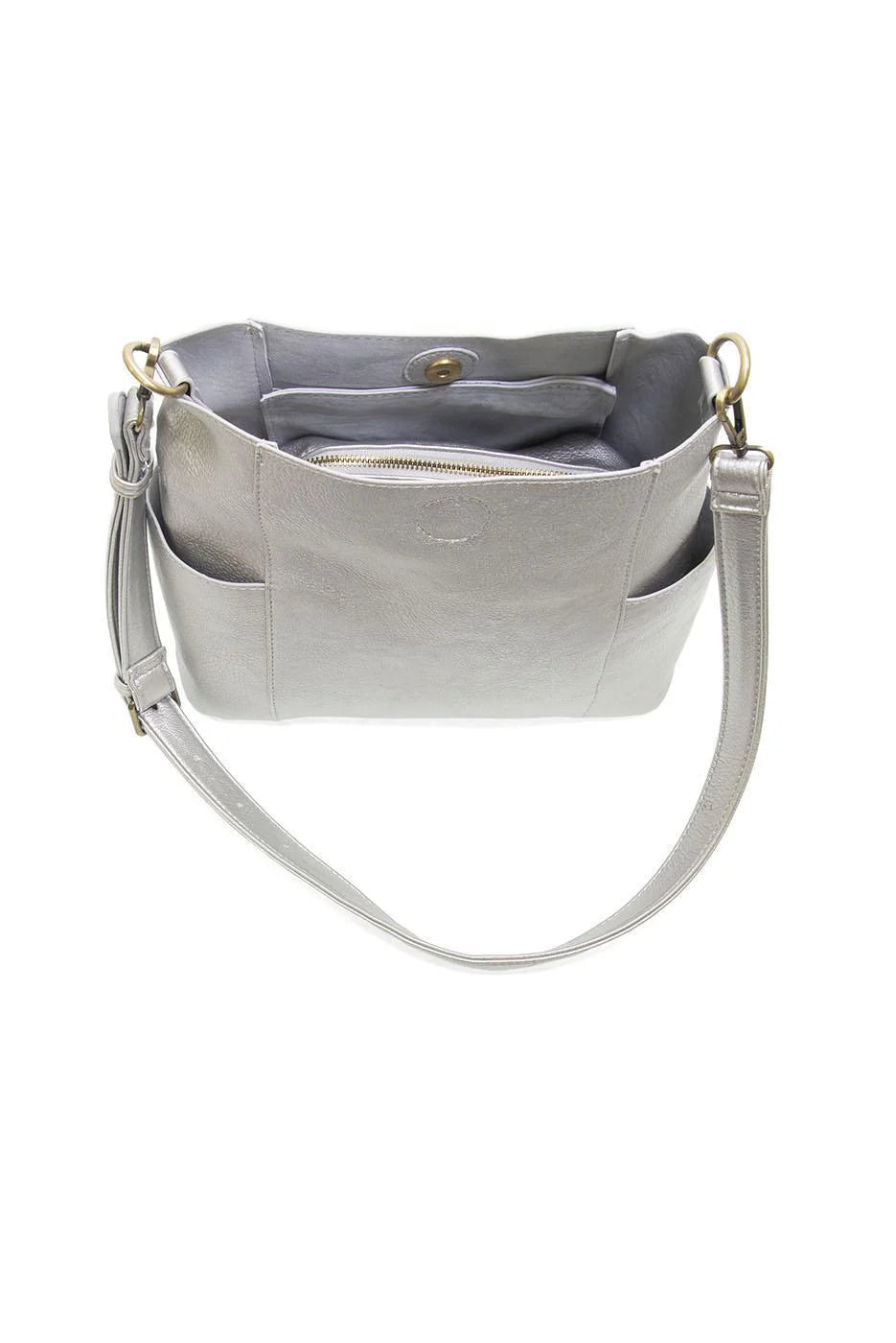 Joy Susan Kayleigh Side Pocket Bucket Bag - Metallic Silver