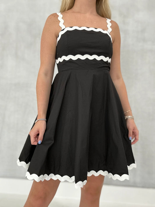 Black Mini Dress With Ric Rac