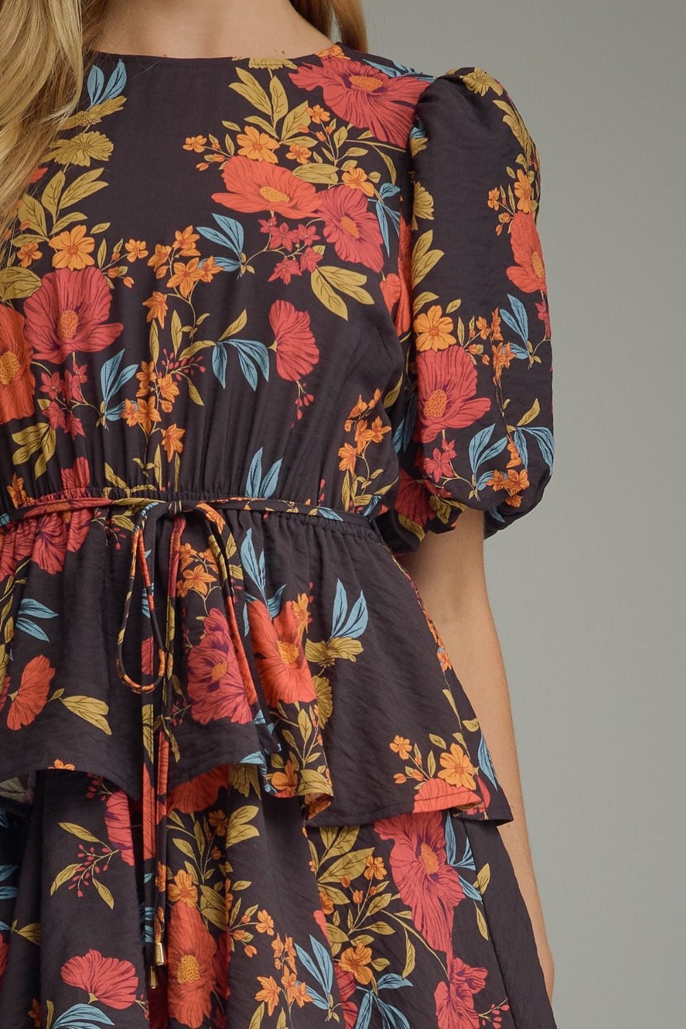 Plum Floral Garden Midi Dress
