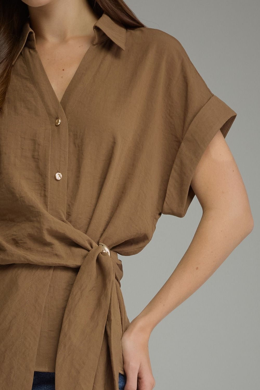 Side Wrap Tie Detail -Brown