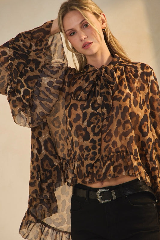 Leopard Printed Chiffon Blouse