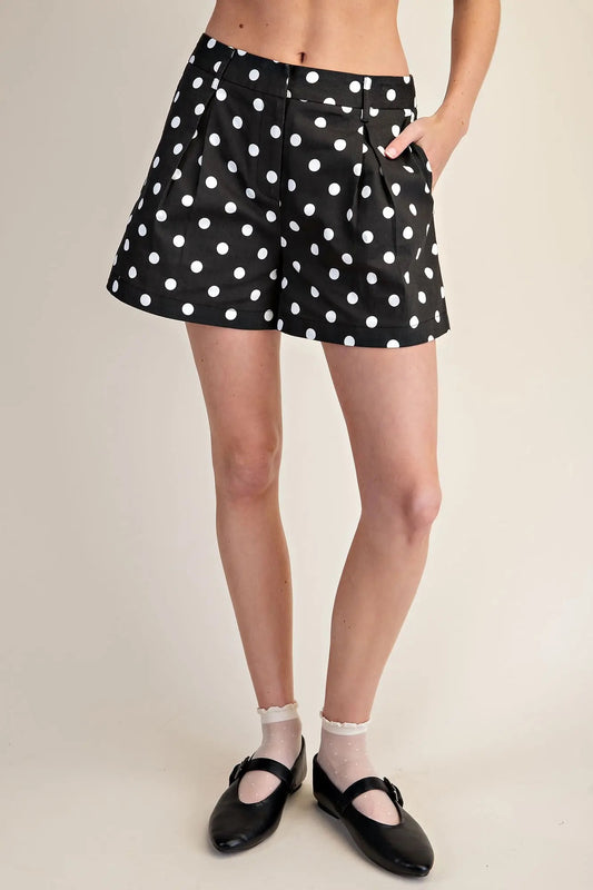 Black Polka Dot High Waist Shorts