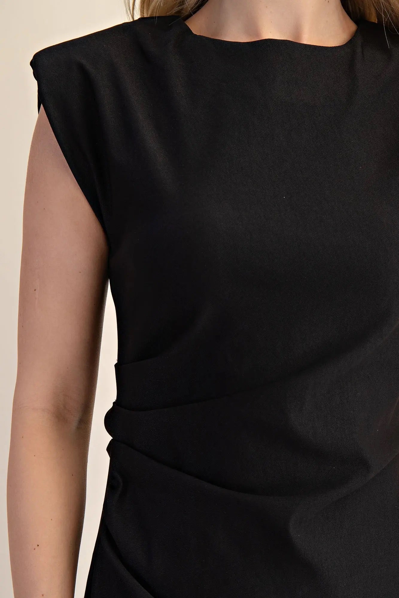 Shoulder pad Sleeveless Midi Dress