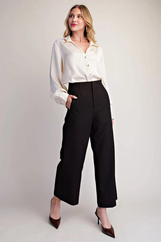 High Waist Wide Leg Pants - Black