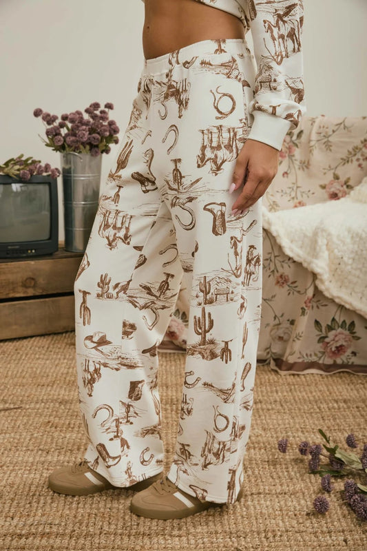 Western Print Knit Jogger Sweatpants