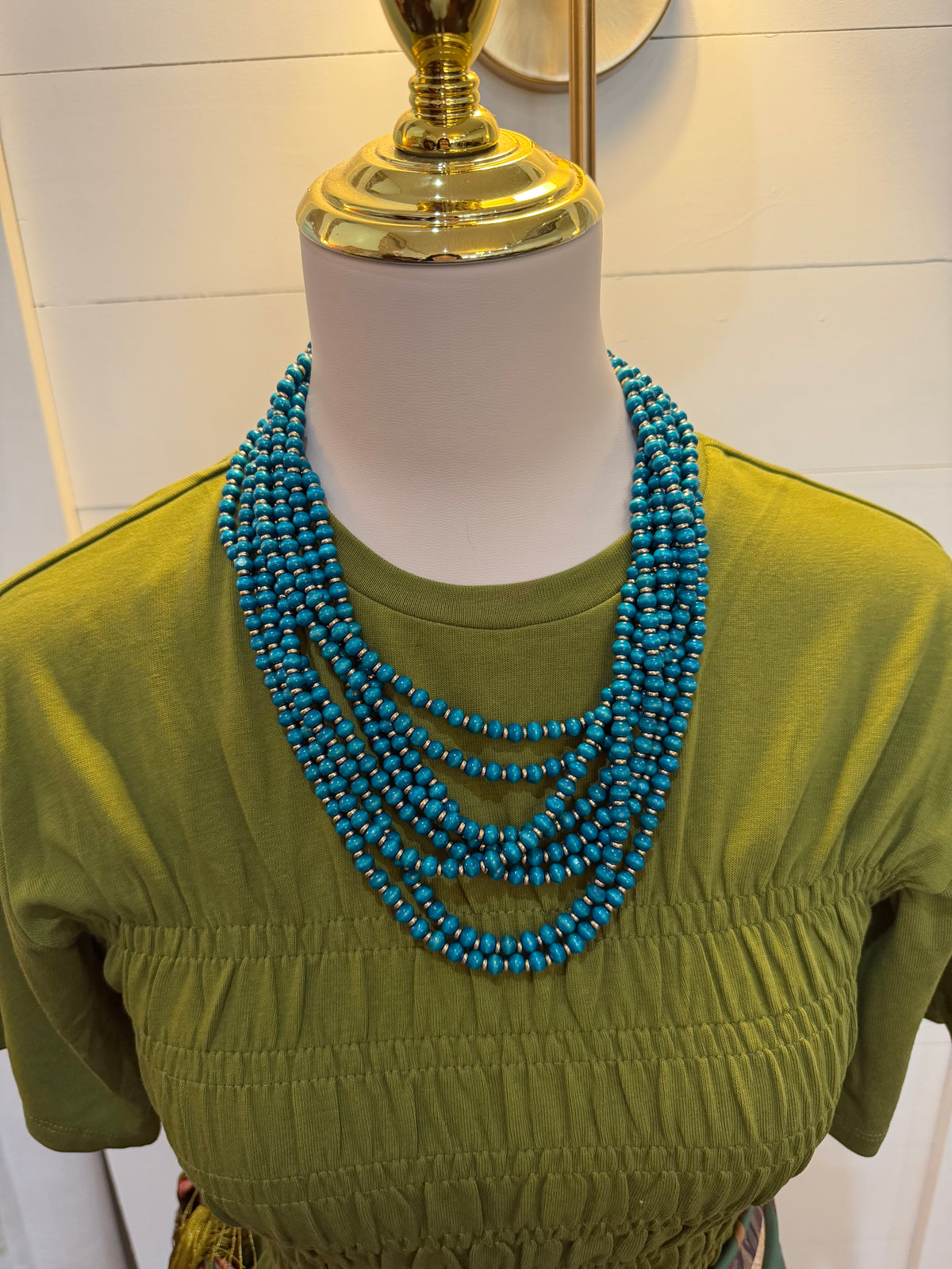 Layered Beaded Necklace - Dark Teal