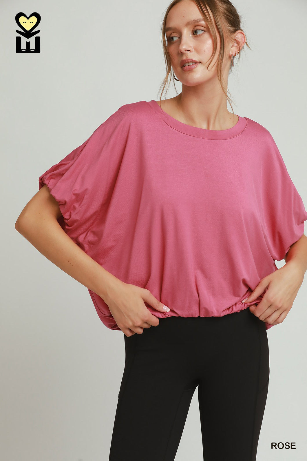 Rose Bamboo Bubble Sleeve Knit Top