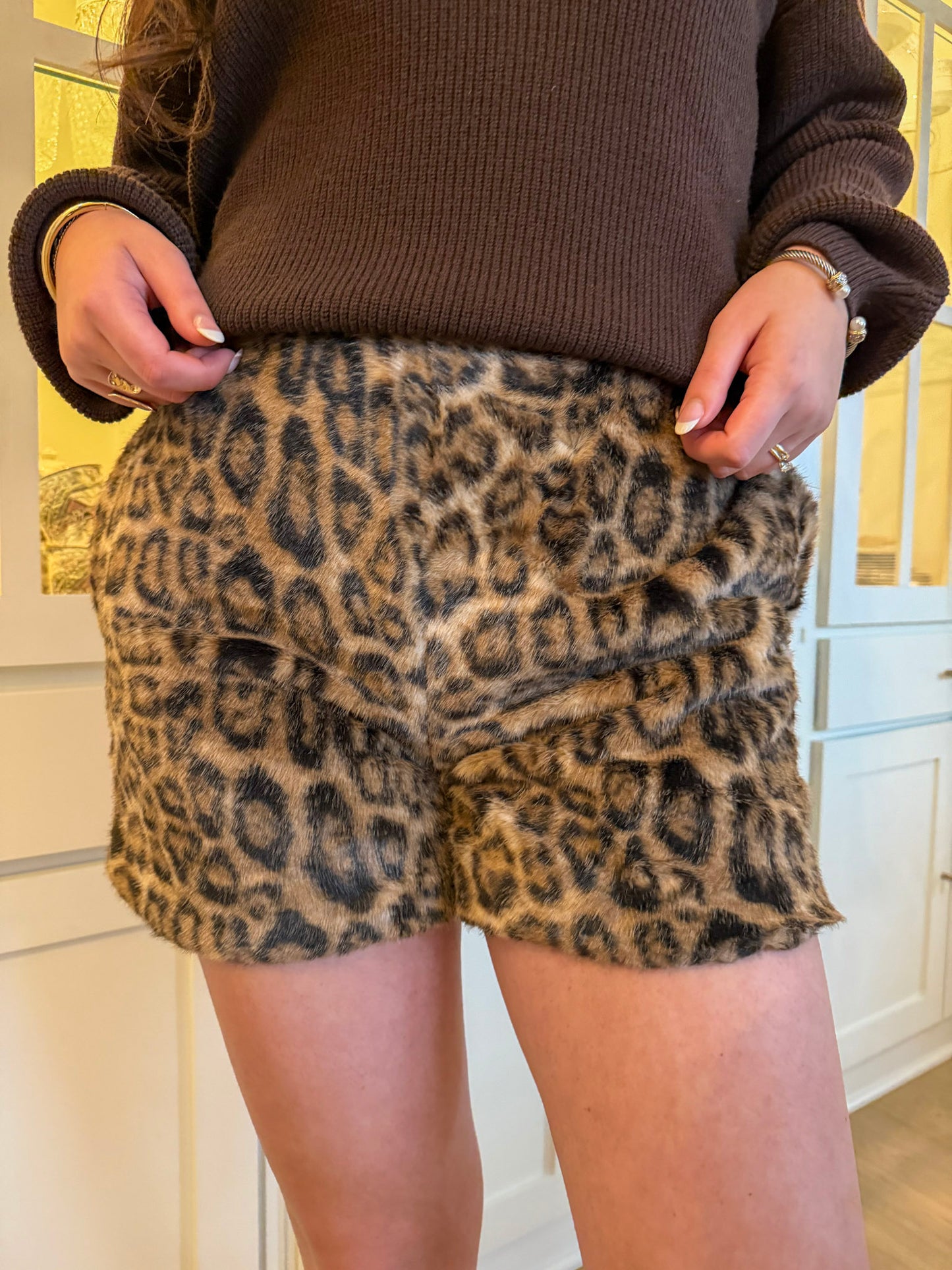 Faux Fur Print Short