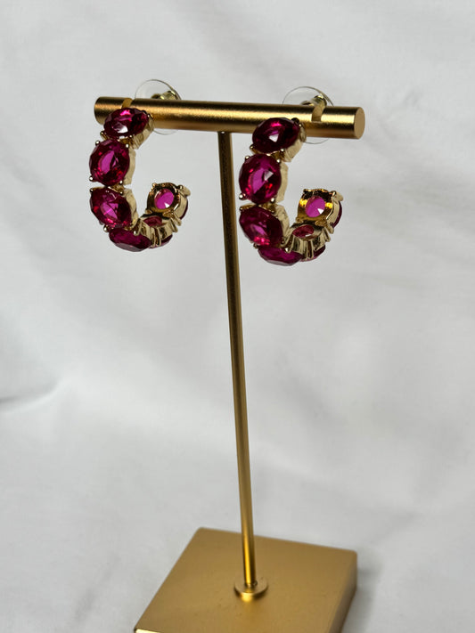 Pink Jewel Hoop Earrings